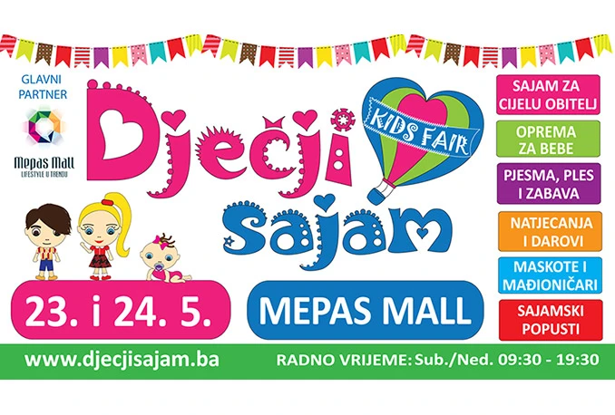 Najveći dječji sajam ponovno u Mostaru; 23. i 24.5.2015. na 5. katu Mepas Malla