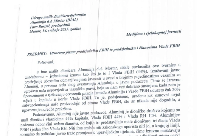Aluminij nije javno poduzeće: Dioničari traže objavu nalaza Financijske policije