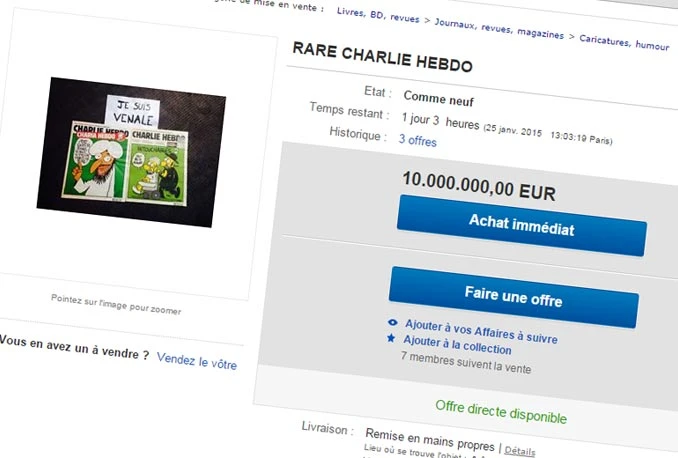 "Charlie Hebdo" na eBayu po ‘popularnoj’ cijeni od 10 milijuna eura