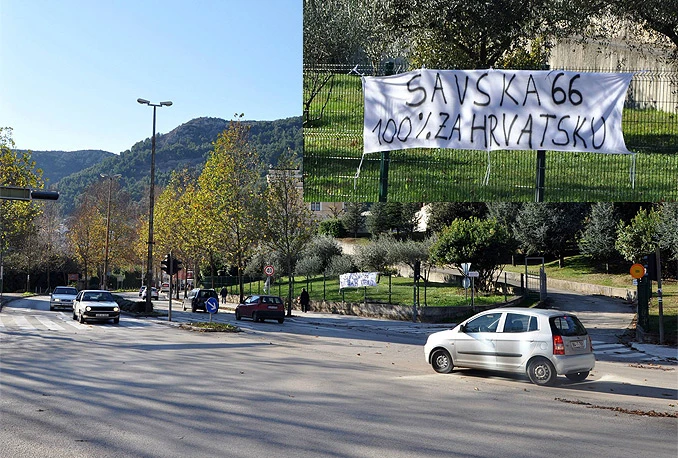 U Mostaru osvanuo veliki transparent potpore hrvatskim braniteljima u Zagrebu