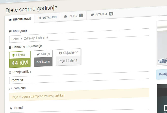 Odžak: Prodaje dijete za 44 KM