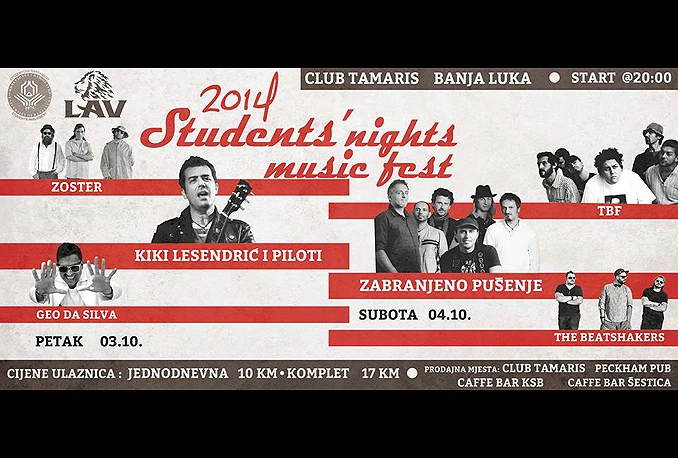 Zoster, Zabranjeno Pušenje i TBF pjevaju za studente