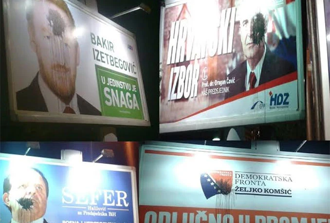 Farbanje ofarbanih: U Sarajevu obojeni predizborni plakati