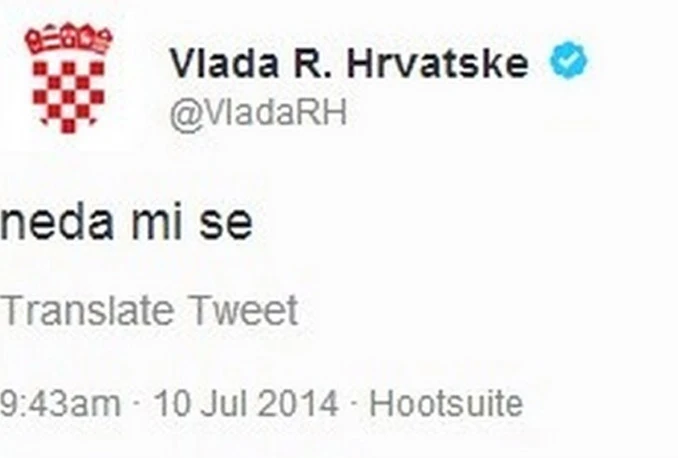 Vlada Hrvatske na Twitteru priznala da je lijena