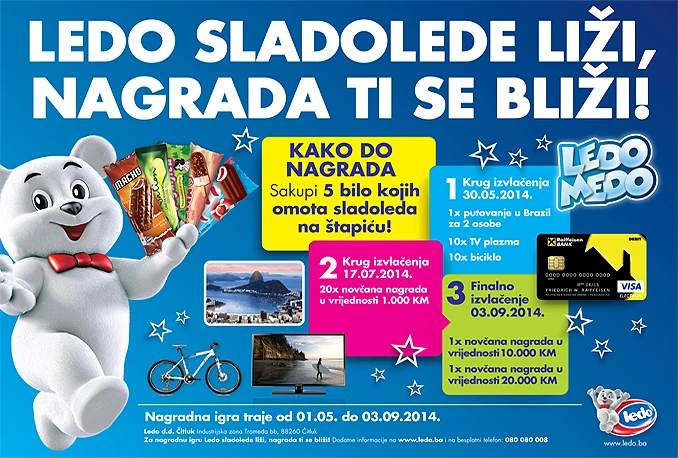 Sudjelujete u Ledo nagradnoj igri, jer možda i Vi budete jedan od sretnih dobitnika