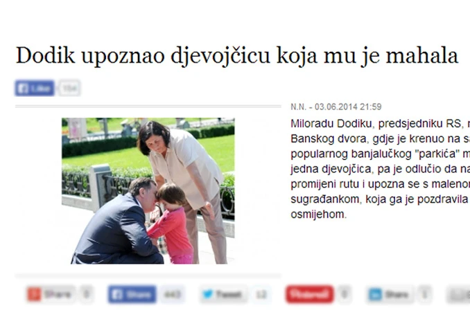 Milorad Dodik promijenio protokol zbog mahanja djevojčice