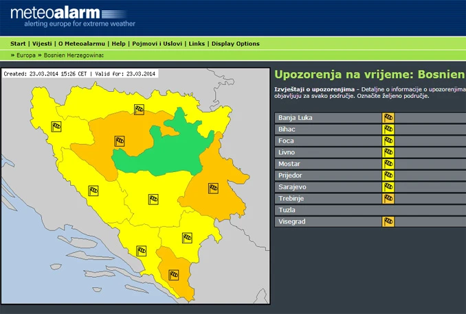 Meteoalarm: U Mostaru se očekuju udari vjetra jačine od 40 do 50 km/h
