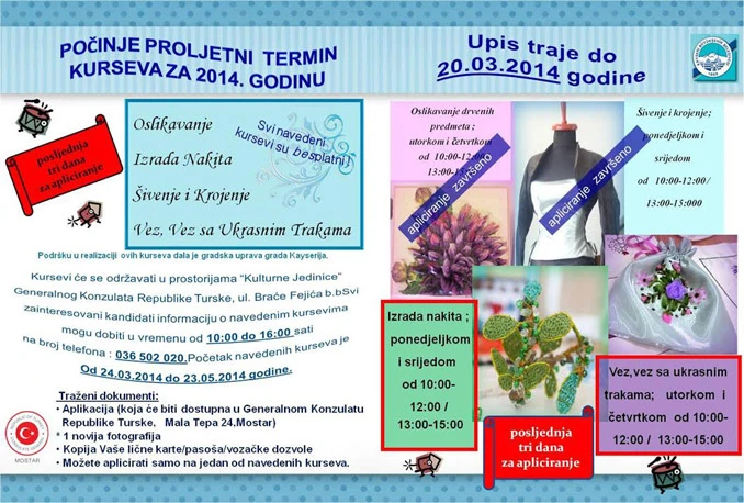 Proljetni tečajevi u konzulatu Turske u Mostaru, apliciranje pri kraju
