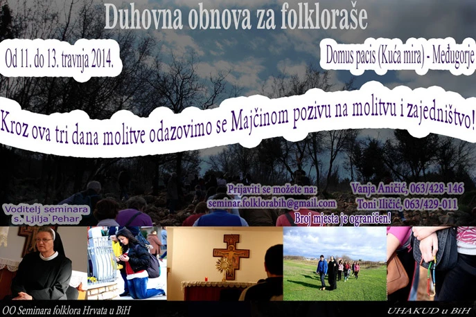 Duhovna obnova za folkloraše u Međugorju od 11. do 13. travnja