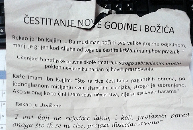 Plakati u Mostaru: Najveći grijeh muslimanima je kršćanima čestitati njihov praznik!