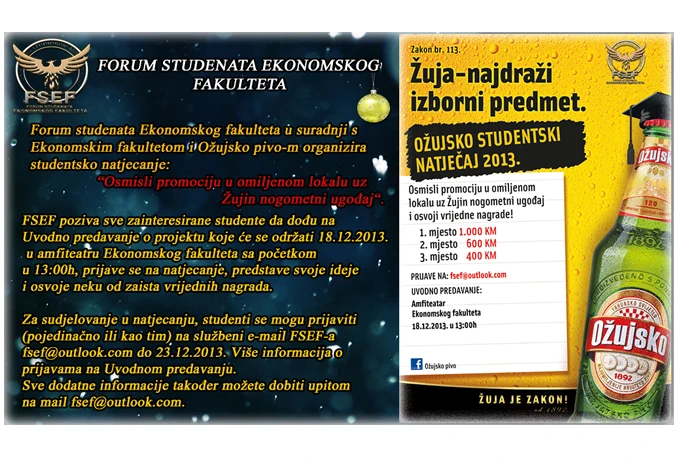 Studenti organiziraju natjecanje 'Osmisli promociju u omiljenom lokalu uz Žujin nogometni ugođaj'