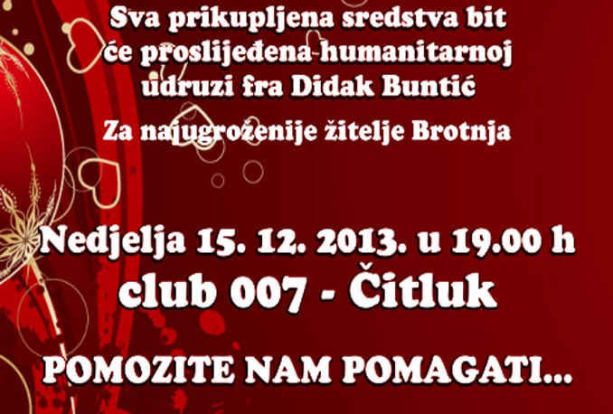 Božićni humanitarni koncert za najpotrebnije žitelje Brotnja