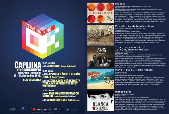 Operacija Kino u Čapljini: Besplatne projekcije filmova od 12. do 14. prosinca