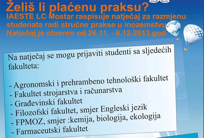 Plaćena praksa za studente - prijavite se