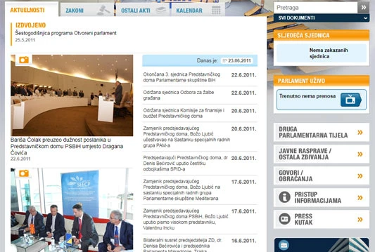 Nova web stranica Parlamentarne skupštine BiH