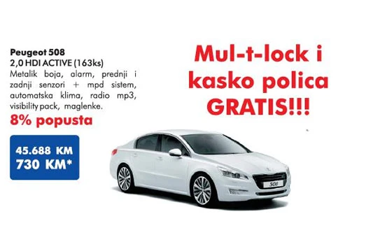Akcija ''Peugeot Start 2012.'': Gratis Mul-t-lock i kasko polica!