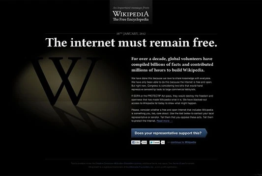 Wikipedija se iz protesta sutra gasi na 24 sata