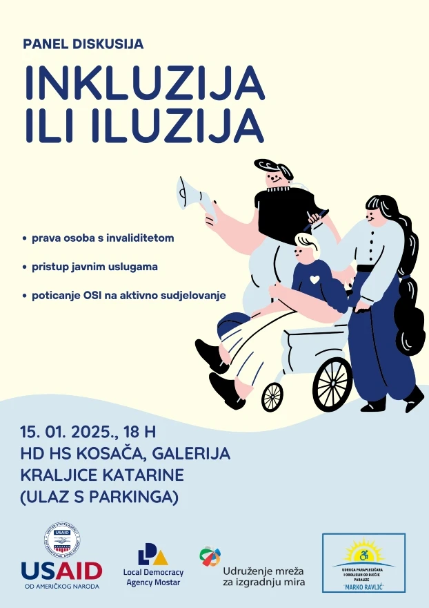 U srijedu panel diskusija "Inkluzija ili iluzija" u Mostaru