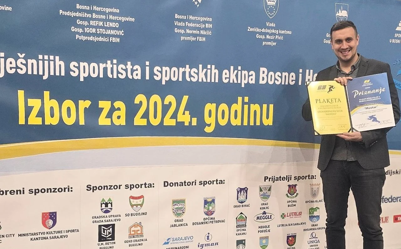 Stolnoteniski klub Mostar najbolji sportski kolektiv BiH za 2024. godinu