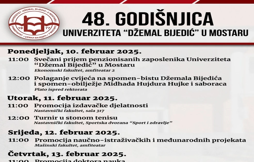 Obilježavanje 48. godišnjice Univerziteta "Džemal Bijedić" u Mostaru