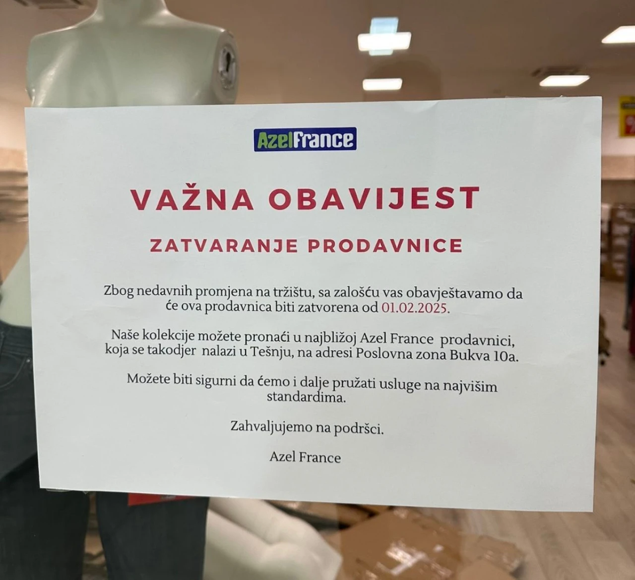 I Azel France zatvara određene trgovine u BiH