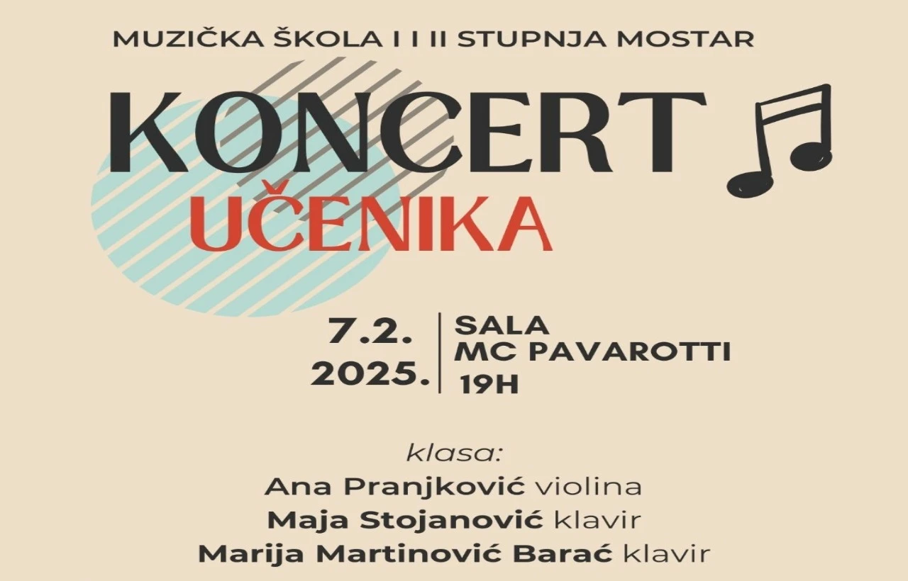Koncert učenika Muzičke škole Mostar u Pavarotti centru