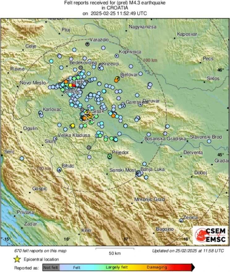 Potres pogodio Sisak, dio grada ostao bez struje