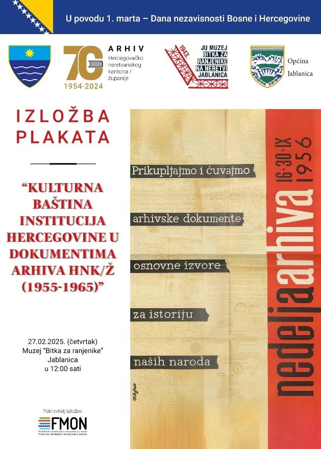 Povodom Dana neovisnosti BiH u Jablanici izložba o kulturnoj baštini Hercegovine