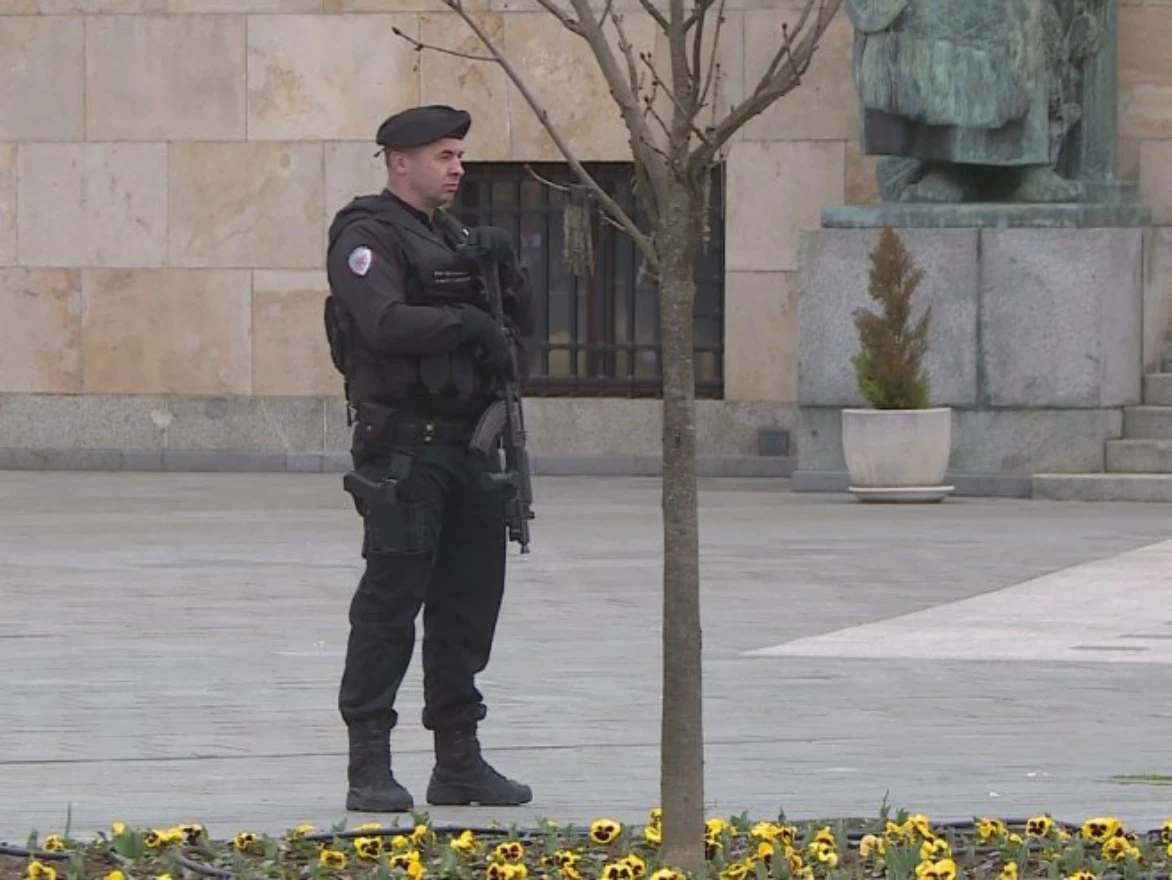 Duge cijevi ispred Palače Republike
