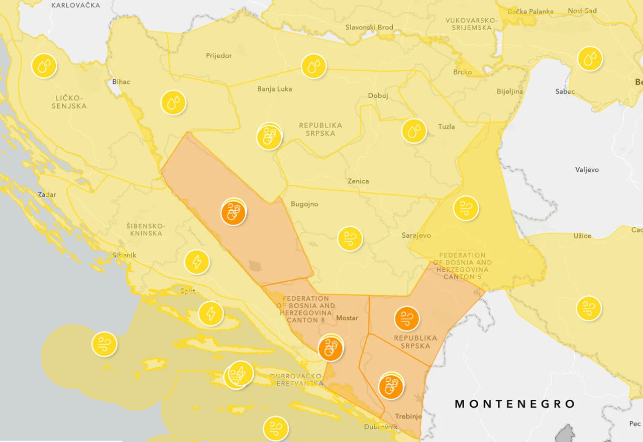 Narančasti meteoalarm u BiH: Obilne padaline i opasnost na cestama