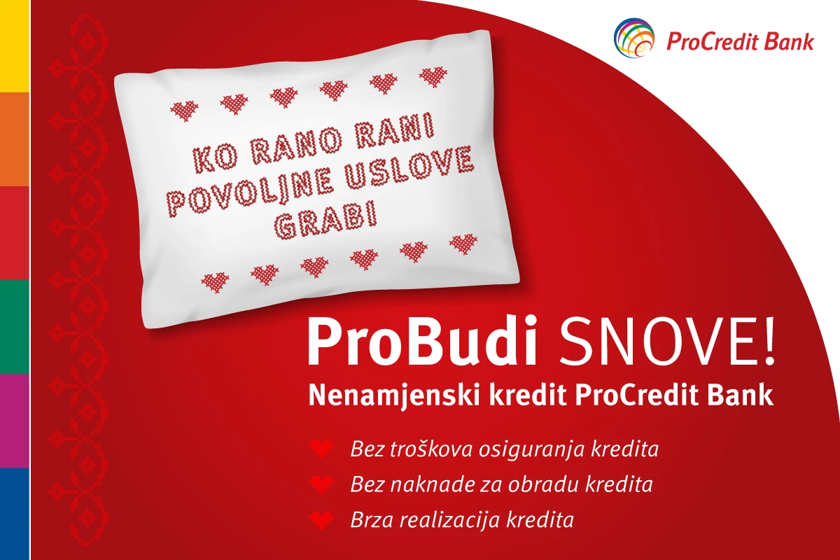Nenamjenski kredit ProCredit Bank: Bez troškova osiguranja. Bez naknade za obradu