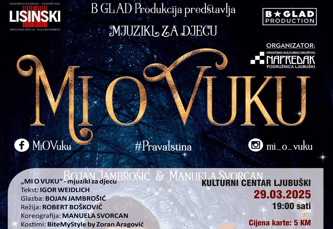 Mjuzikl ''Mi o vuku!'' stiže u Ljubuški: Smijeh, glazba i nova istina o Crvenkapici i Vuku
