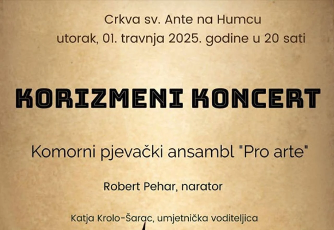 Korizmeni koncert u izvedbi Komornog pjevačkog ansambla “Pro arte”