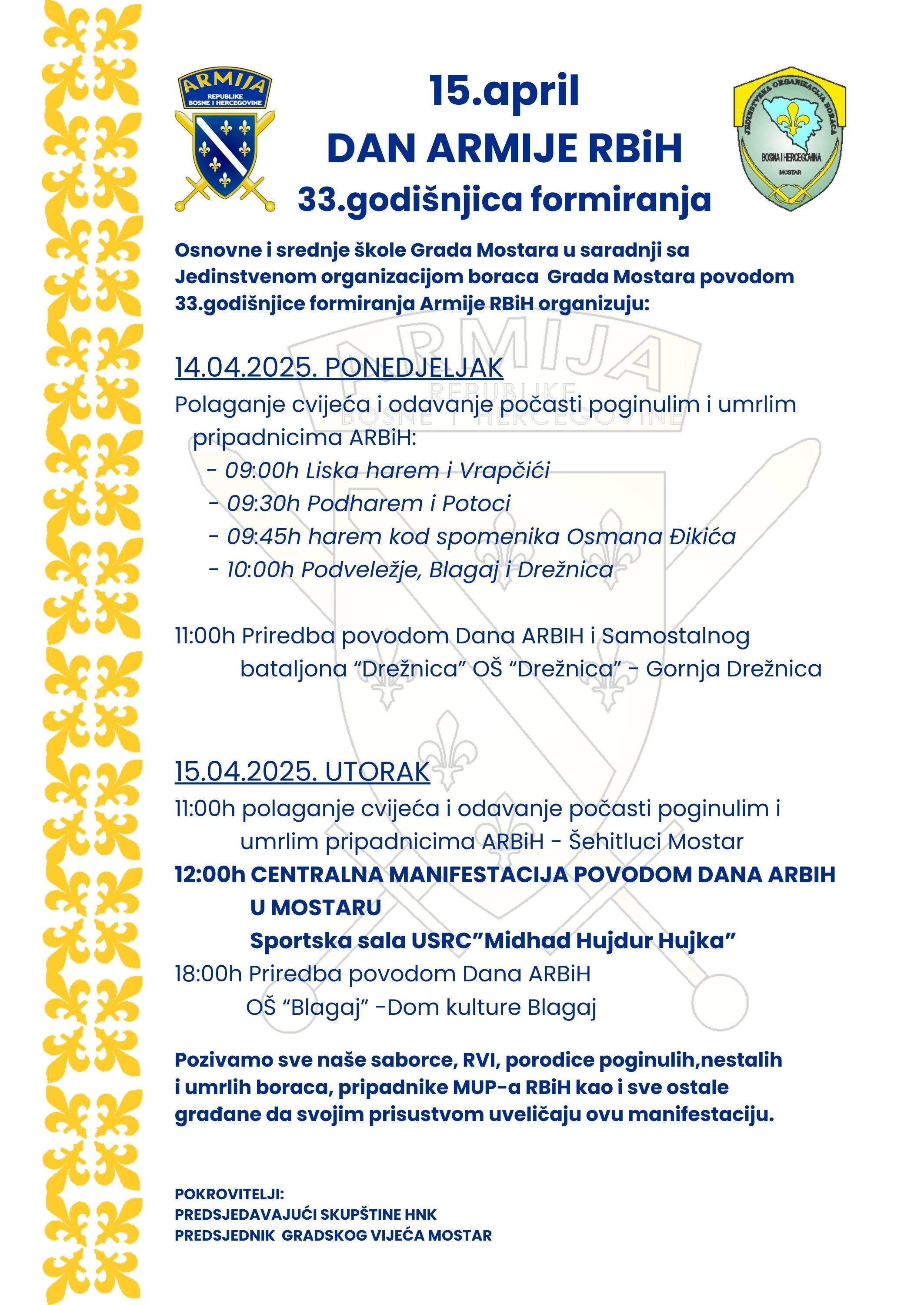 Konferencija za medije povodm obilježavanja Dana Armije RBiH u Mostaru
