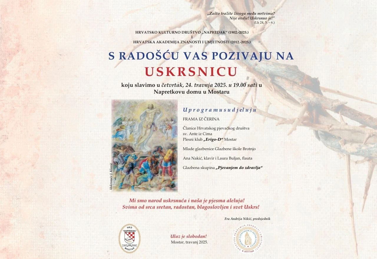 Uskrsnica u Hrvatskom kulturnom društvu "Napredak" u Mostaru