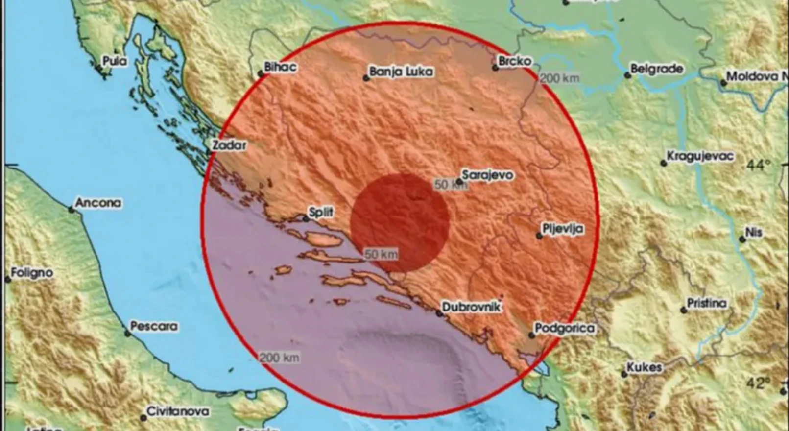 Potres pogodio Hercegovinu: Epicentar kod Mostara