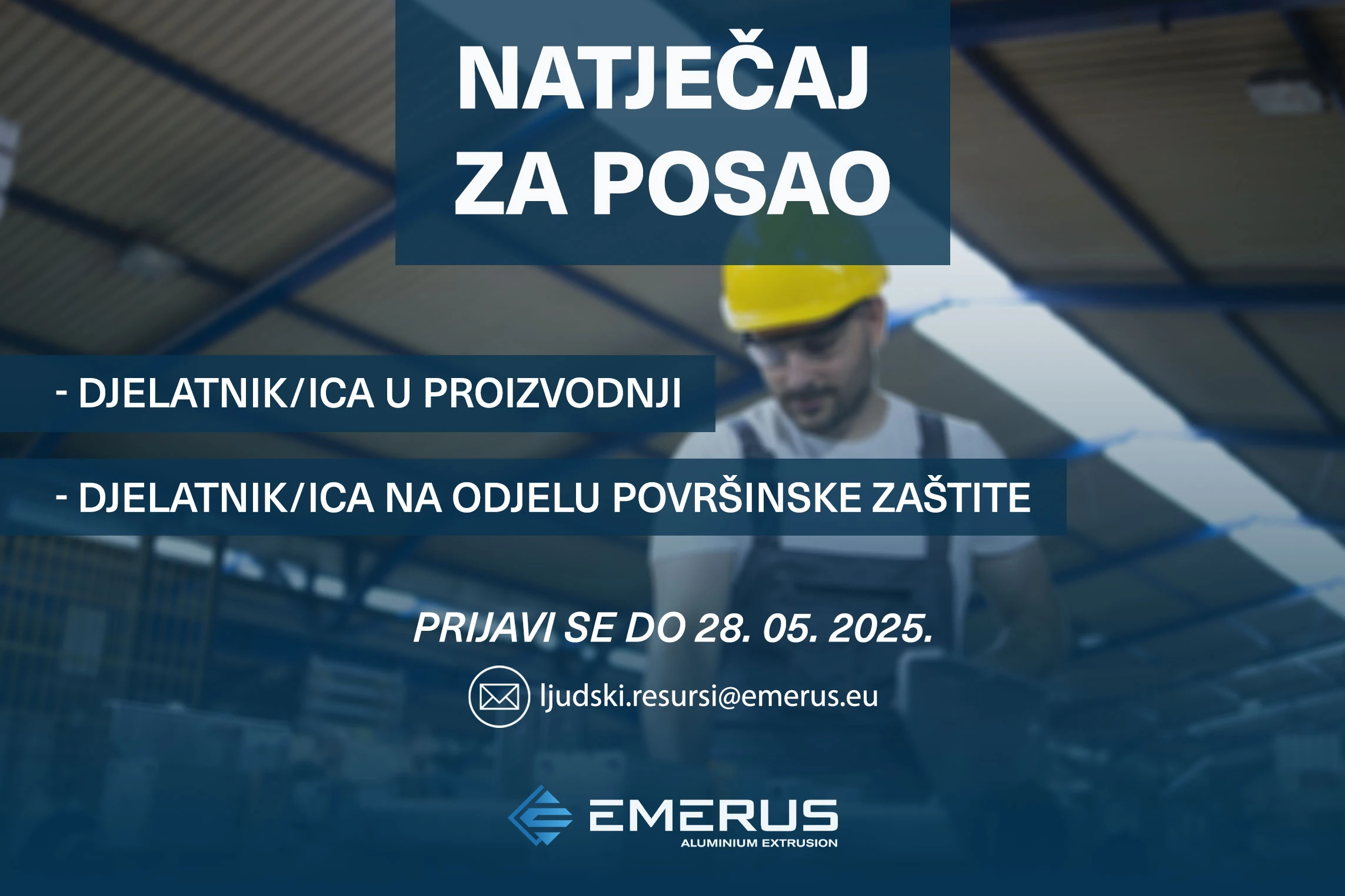 Emerus zapošljava: Operateri u proizvodnji i odjelu površinske zaštite (m/ž) – Široki Brijeg