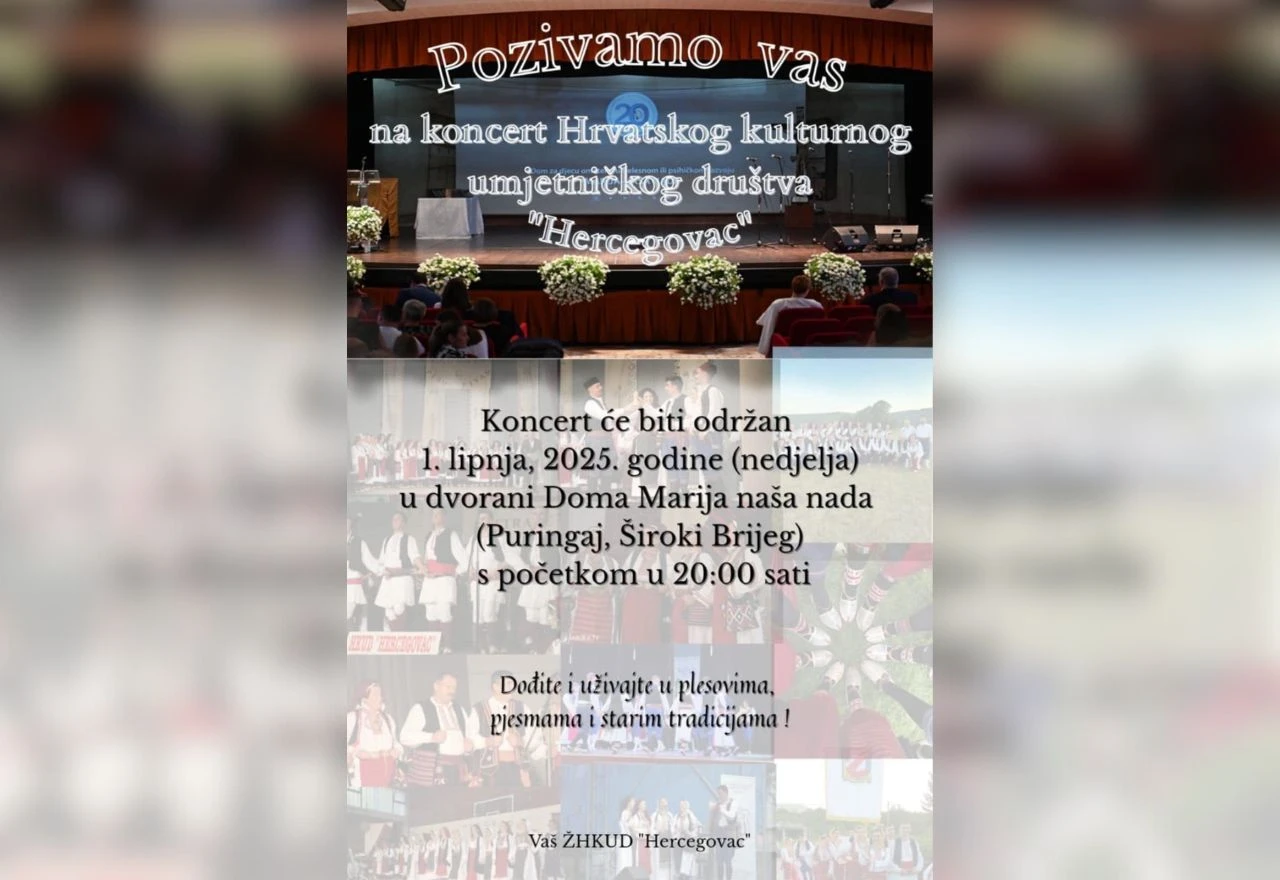 HKUD ''Hercegovac'' najavljuje koncert u Širokom Brijegu