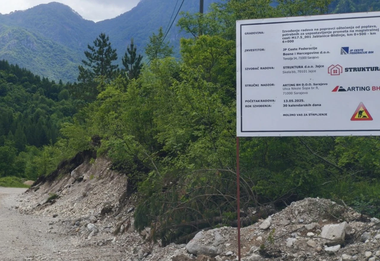 Započela sanacija magistralne ceste Jablanica–Blidinje kod Kosnih Luka