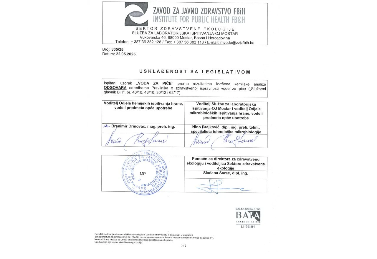 Usklađenost sa legislativom Zavod za javno zdravstvo FBiH
