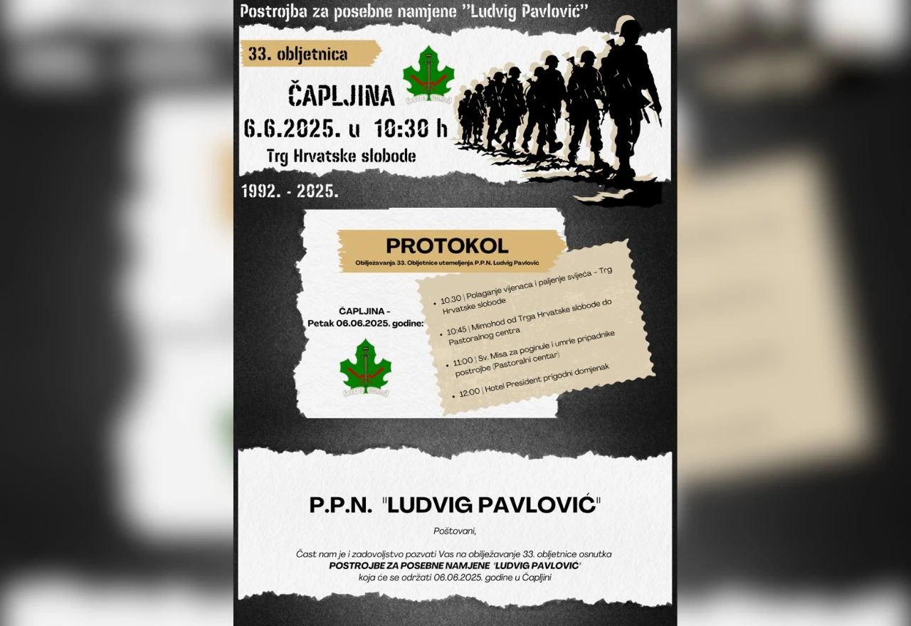 Čapljina: Obilježavanje 33. obljetnice PPN-a ''Ludvig Pavlović''