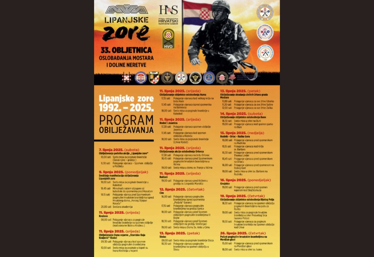 Program obilježavanja 33. obljetnice oslobođenja Mostara i doline Neretve