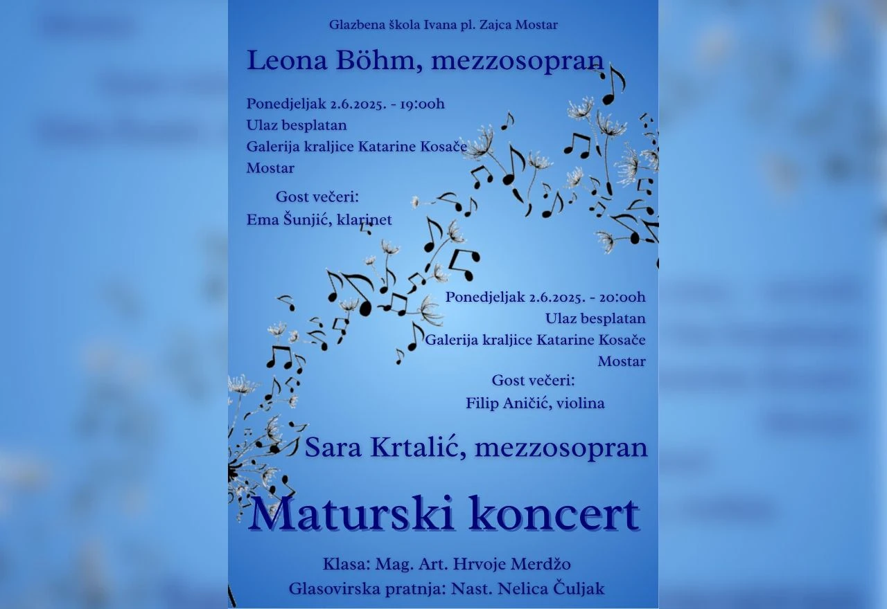 Maturski koncert u Galeriji kraljice Katarine Kosače