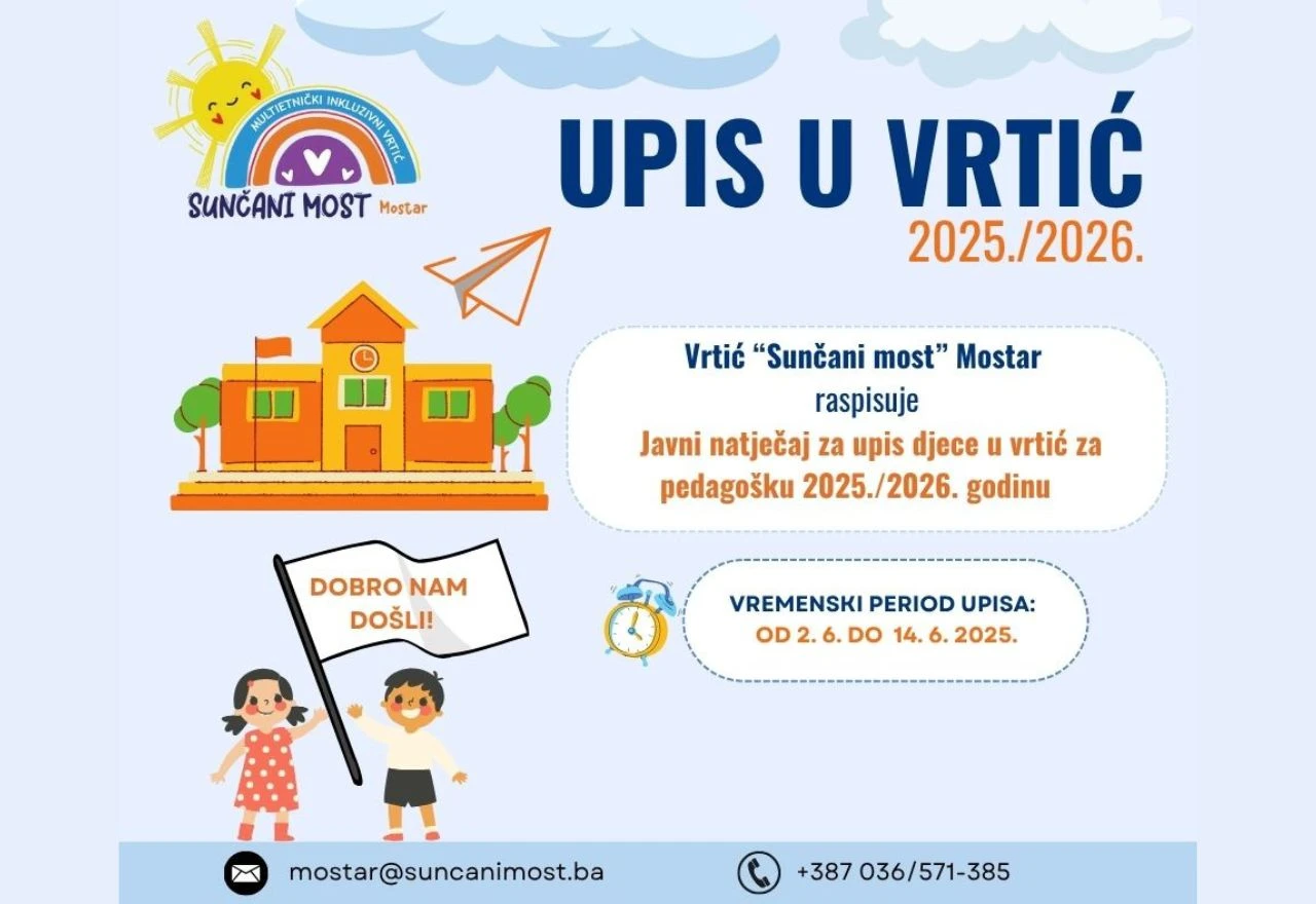 ''Sunčani most'' prima nove mališane – otvoreni upisi u mostarski vrtić