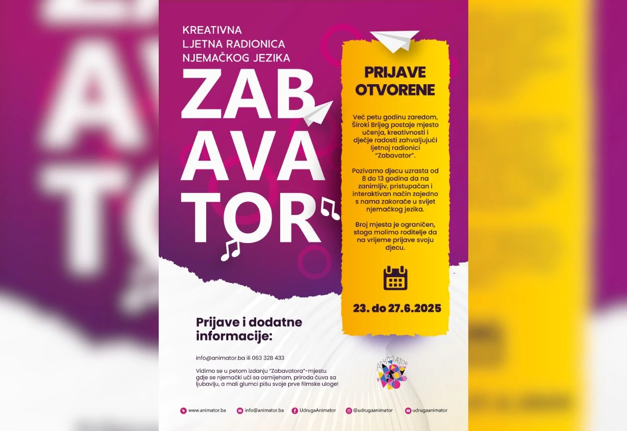 Otvorene prijave za kreativnu ljetnu radionicu ''Zabavator''