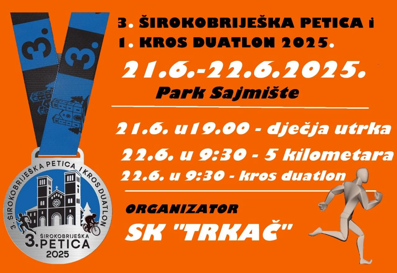 Utrke za sve uzraste: 3. Širokobriješka petica i 1. kros duatlon 2025.
