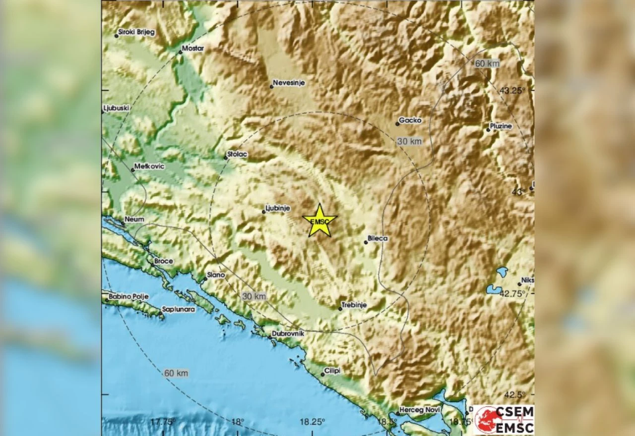 Potres magnitude 3.3 po Richteru zatresao Bileću