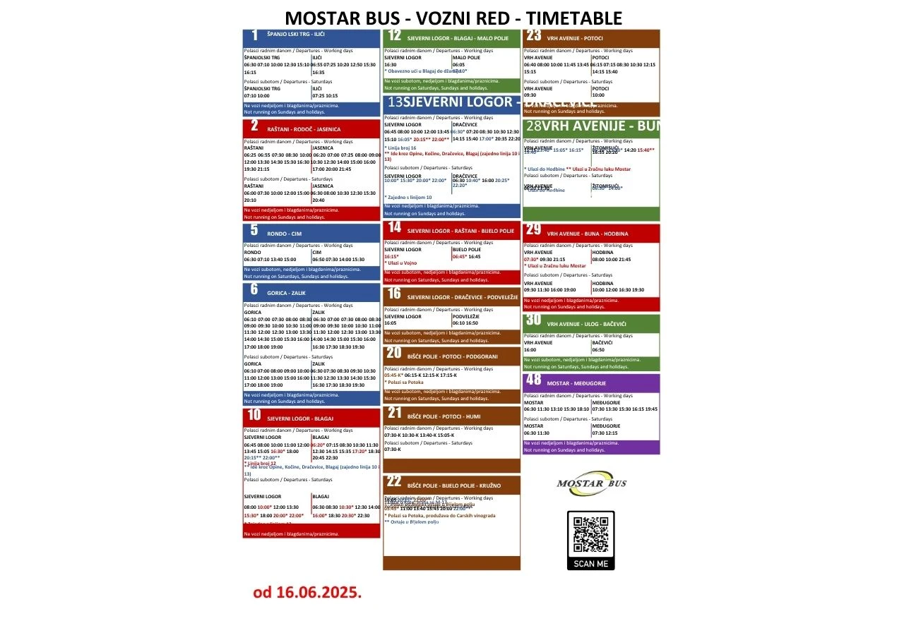 Raspored vožnji Mo Busa od 16. lipnja 2025.