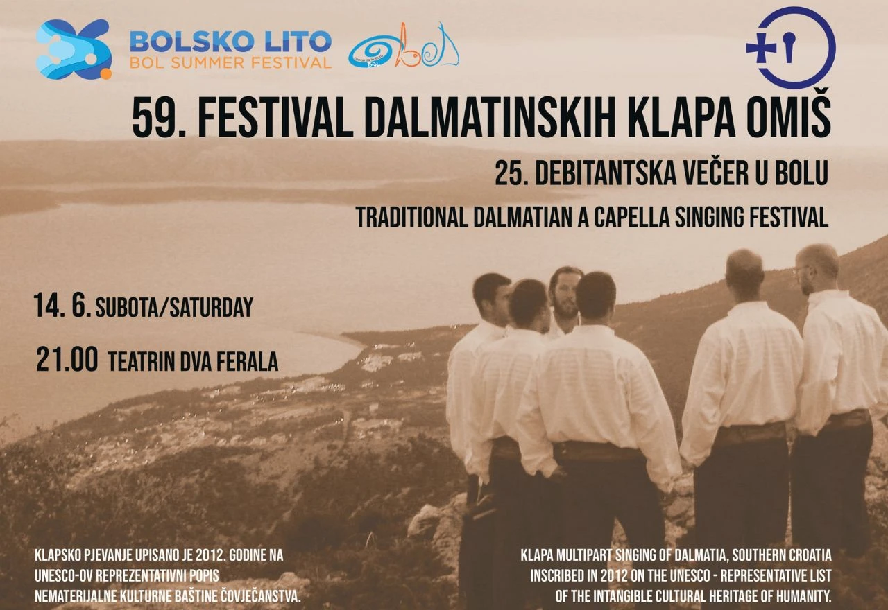 Večer debitanata u Bolu otvara 59. Festival dalmatinskih klapa Omiš