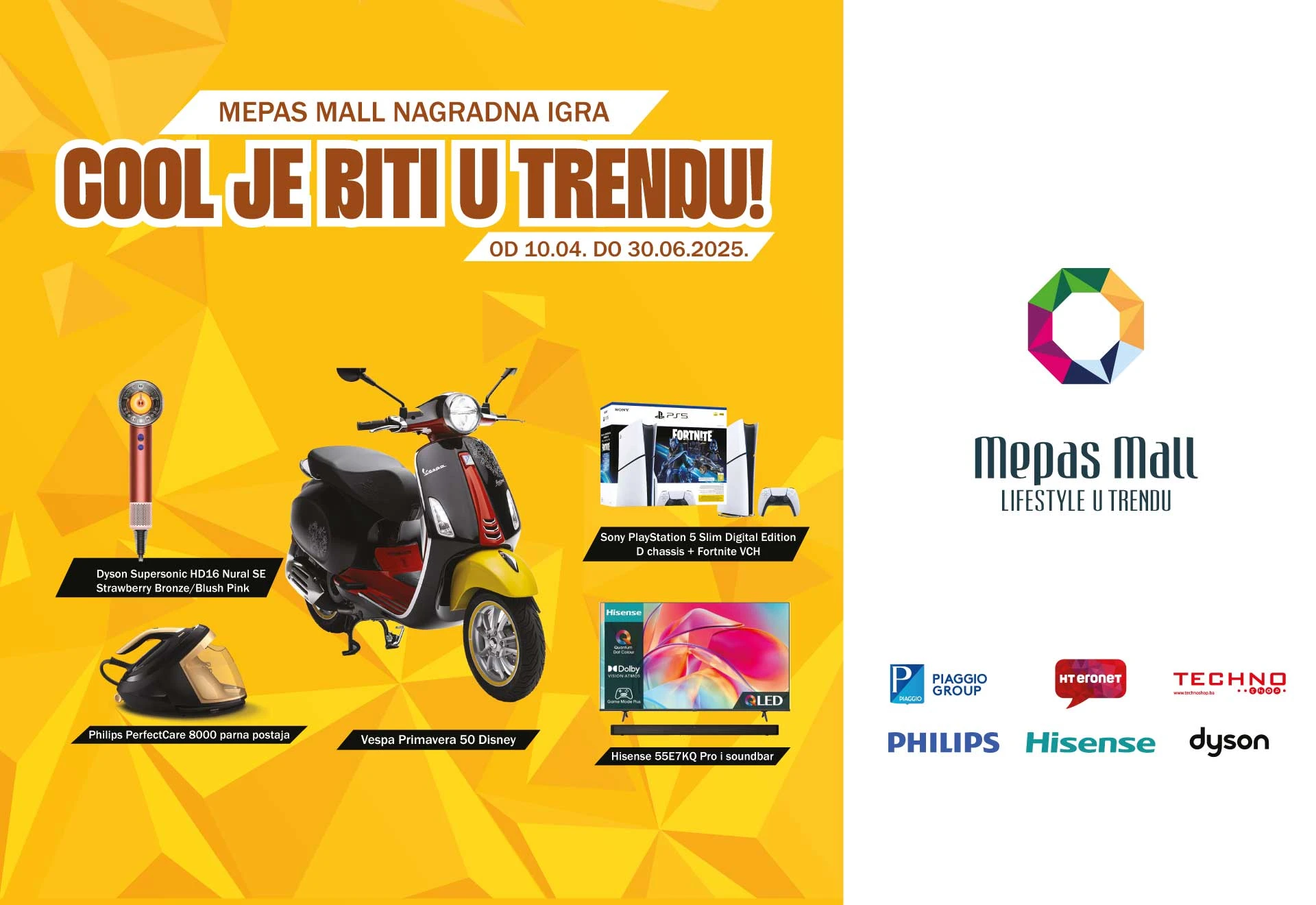 „Cool je biti u trendu!“ – Osvoji Vespu, PS5, Dyson i druge vrhunske nagrade uz Mepas Mall!
